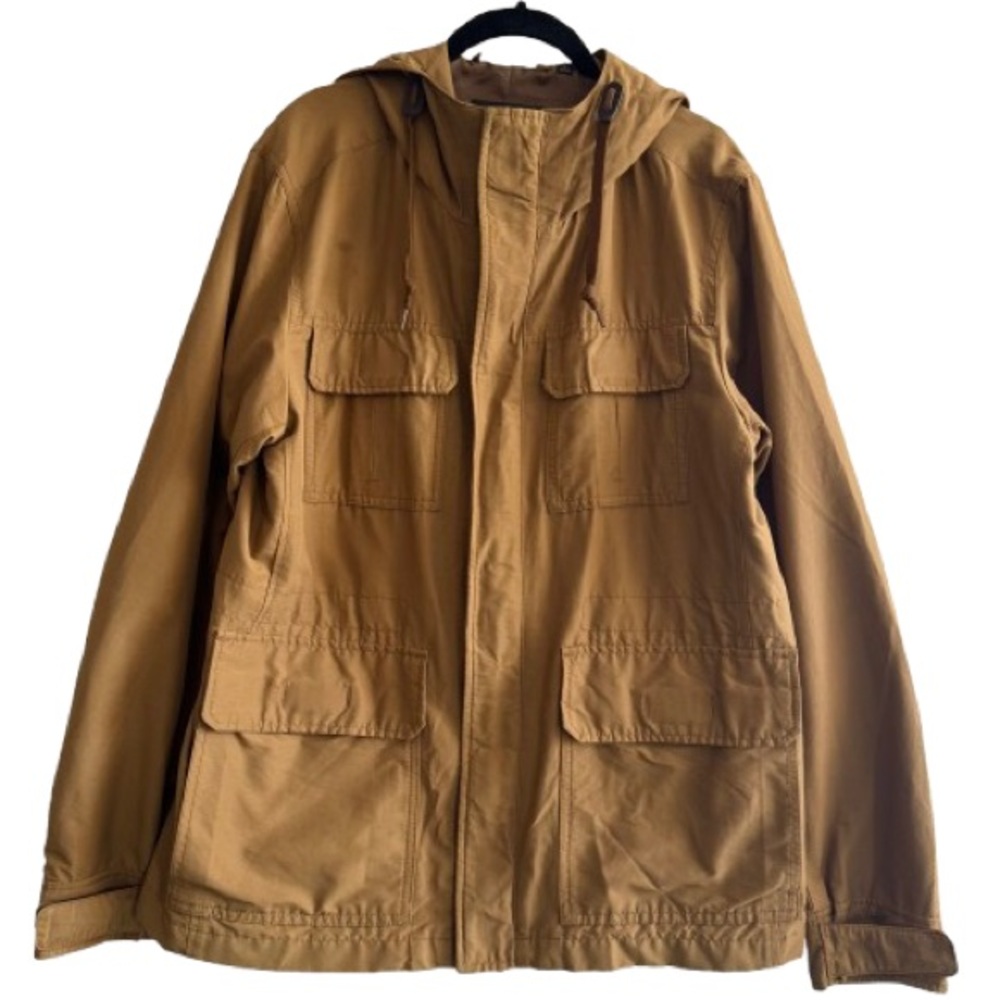 Uniqlo Hooded Utility Jacket Tan Brown Full Zip Mountain Parka Fall Winter